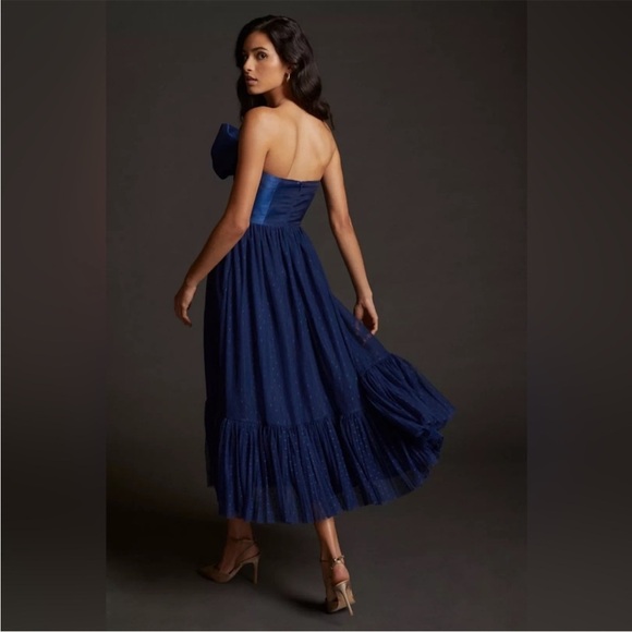 Anthropologie Hutch Tulle Navy Bowtie Midi Dress - Picture 3 of 16